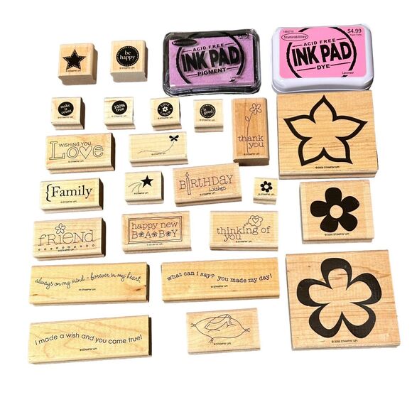 Lot of 23 Stampin UP Wood Stamp Stamps Mounted Rubber Mixed Themes Occasions - Picture 12 of 13